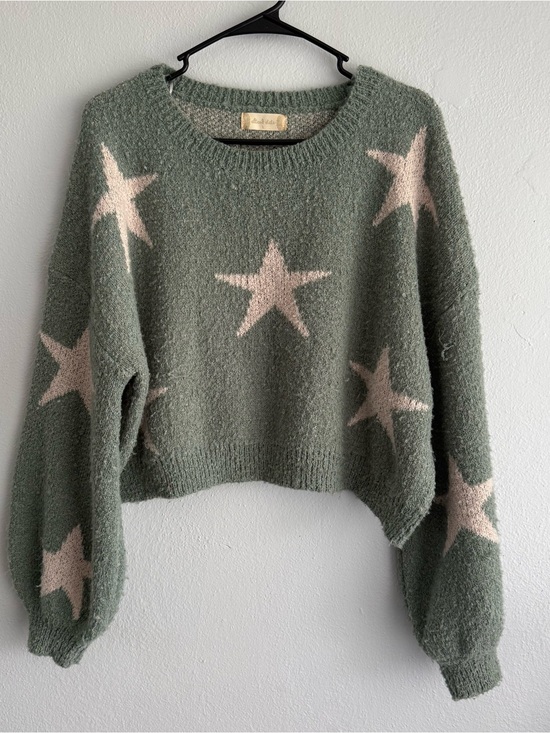 Altar'd State Sweaters - Altar'd State Green Star Cropped Sweater with Stars - Size Large